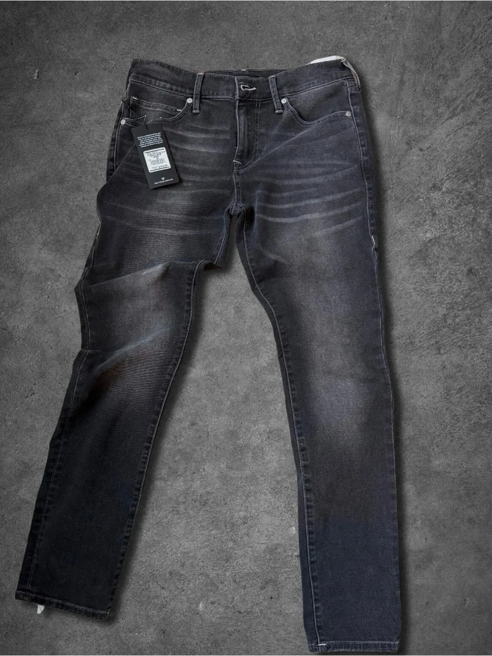 True Religion Men’s Black-Wash Jeans with logo on back pockets - NWT